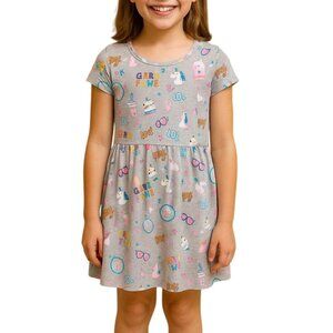 Wonder Nation Size Large 10/12 Girls Dress Gray Unicorns & Girl Power Print